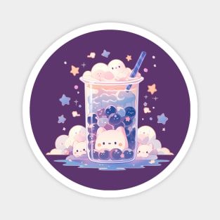 Meowgical Boba Delight: Kawaii Tea and Purrfectly Adorable Cats Magnet